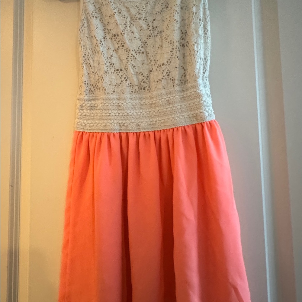 Lace and Coral Dress (needs hemming)